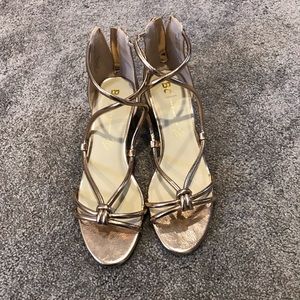 BC brand metallic strappy square heel, size 9